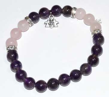 8mm Amethyst & Rose Qtz/ Lotus (image for) 8mm Amethyst & Rose Qtz/ Lotus
