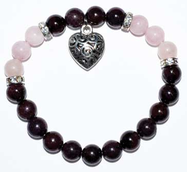 8mm Garnet/ Rose Quartz with Heart (image for) 8mm Garnet/ Rose Quartz with Heart