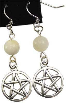 Moonstone Pentagram earrings (image for) Moonstone Pentagram earrings