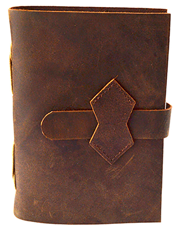 (image for) Brown Leather Journal w/ strap 4 1/2" x 6 1/2" - 240 pages - Unlined