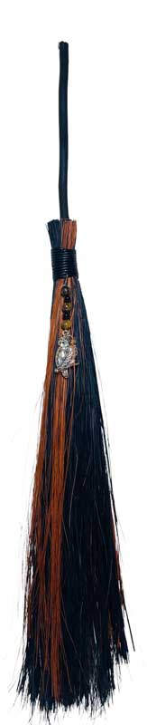 21+" Owl Black & Brown broom (image for) 21+" Owl Black & Brown broom