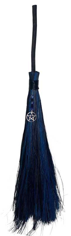 21+" Pentagram Black & Cobalt broom (image for) 21+" Pentagram Black & Cobalt broom