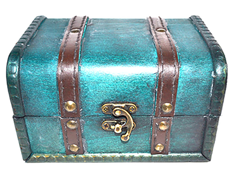 (image for) 4 1/2" x 6 1/4" x 3 3/4" Green antique wood box