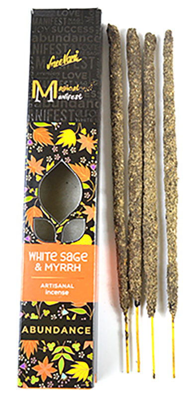 4pk White Sage & Myrrh (Abundance) manifest stick (image for) 4pk White Sage & Myrrh (Abundance) manifest stick