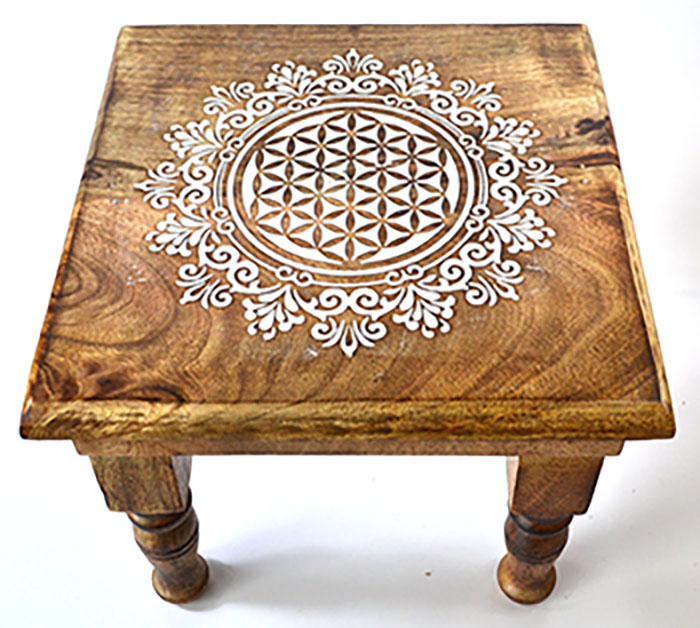 9"x 9"x 8" Flower of Life altar table (image for) 9"x 9"x 8" Flower of Life altar table